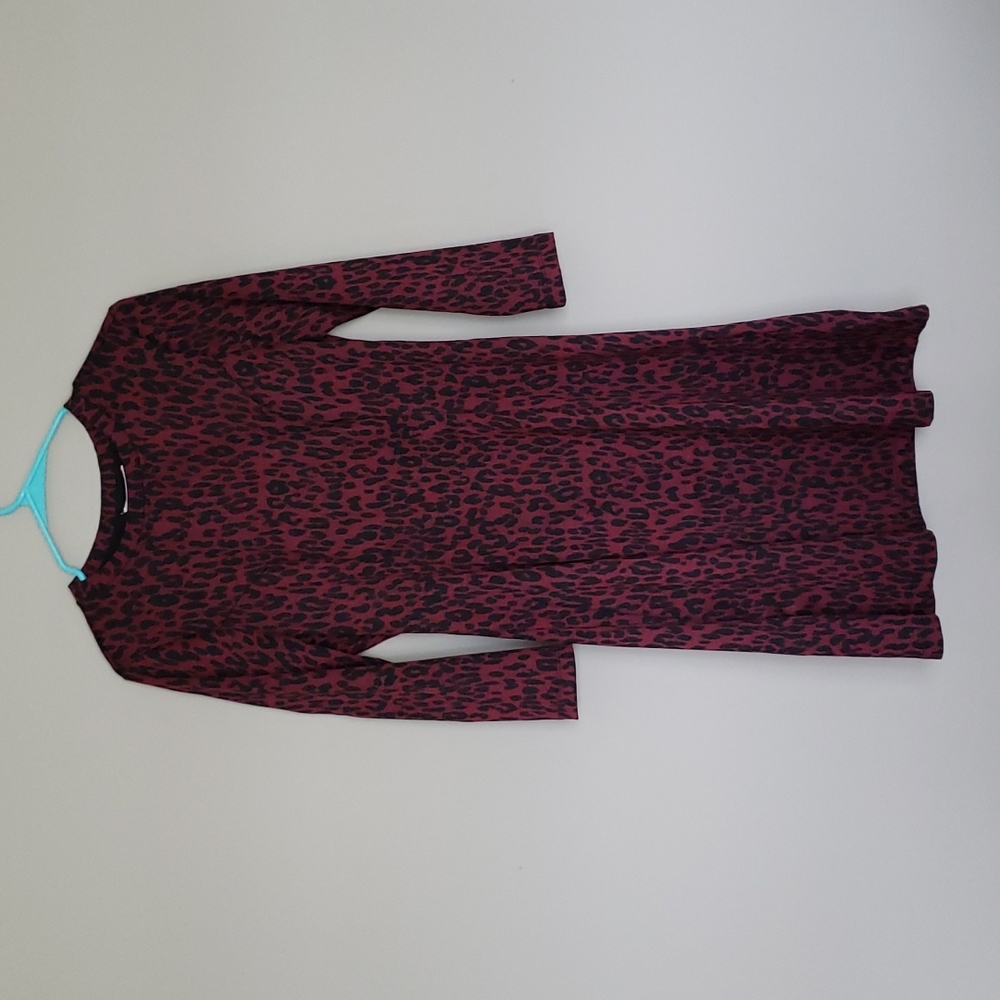 Wine Leopard Print Dress